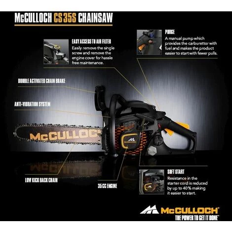 Meilleure affaire ???? McCulloch Tronçonneuse Thermique Soft Start - Chaîne 14" - CS 35S ❤️ 3 Meilleure affaire ???? McCulloch Tronçonneuse Thermique Soft Start - Chaîne 14" - CS 35S ❤️ – Image 3